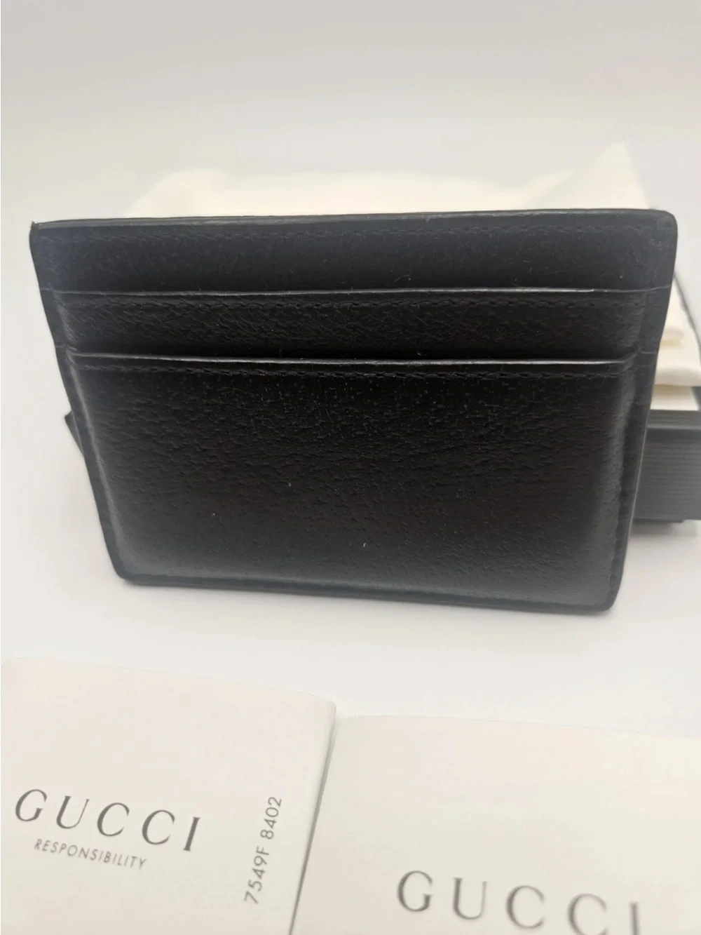 Gucci Black Card Holder Wallet GG Logo with Box and Dust Bag